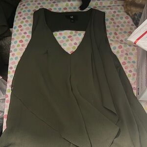 Iz Byer Green Asymmetrical Cut Out Tank Top